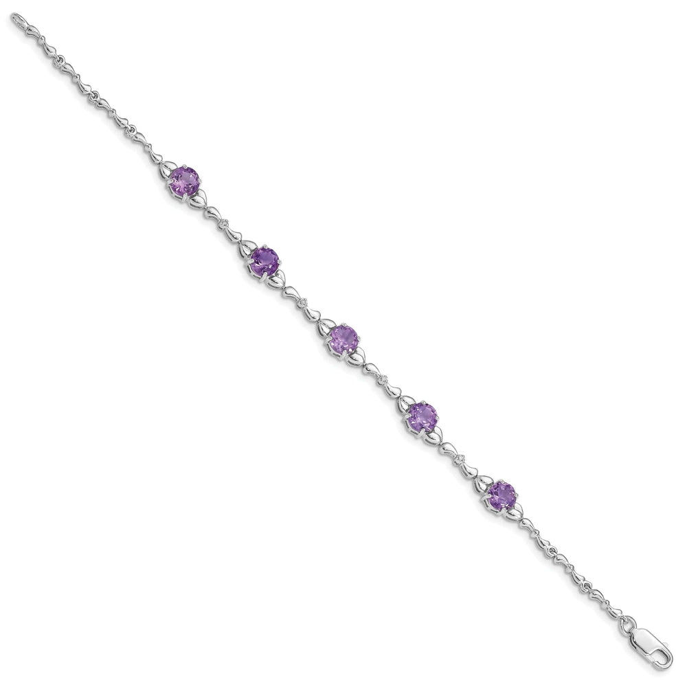 Lovely Rita's Bracelets Silver Genuine Amethyst Diamond Tennis Bracelet