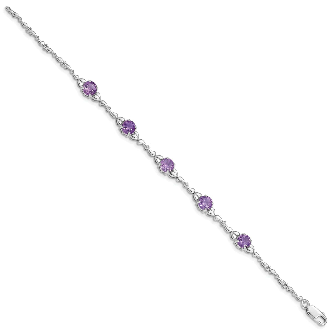 Lovely Rita's Bracelets Silver Genuine Amethyst Diamond Tennis Bracelet