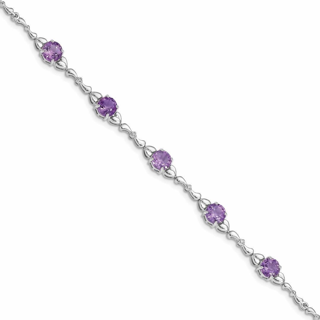 Lovely Rita's Bracelets Silver Genuine Amethyst Diamond Tennis Bracelet