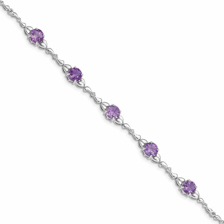 Lovely Rita's Bracelets Silver Genuine Amethyst Diamond Tennis Bracelet