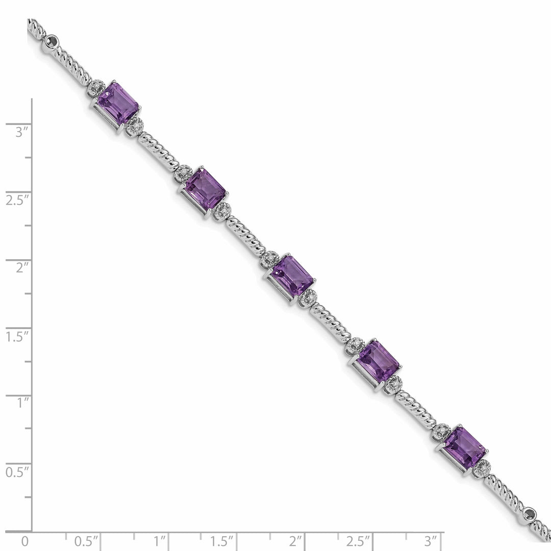 Lovely Rita's Bracelets Silver Genuine Amethyst Diamond Tennis Bracelet