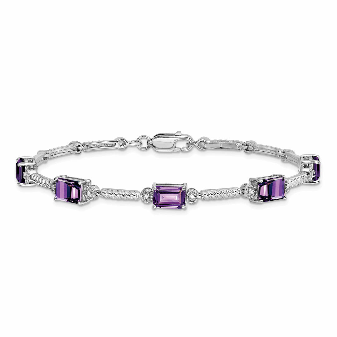 Lovely Rita's Bracelets Silver Genuine Amethyst Diamond Tennis Bracelet