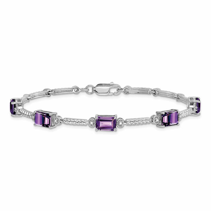 Lovely Rita's Bracelets Silver Genuine Amethyst Diamond Tennis Bracelet