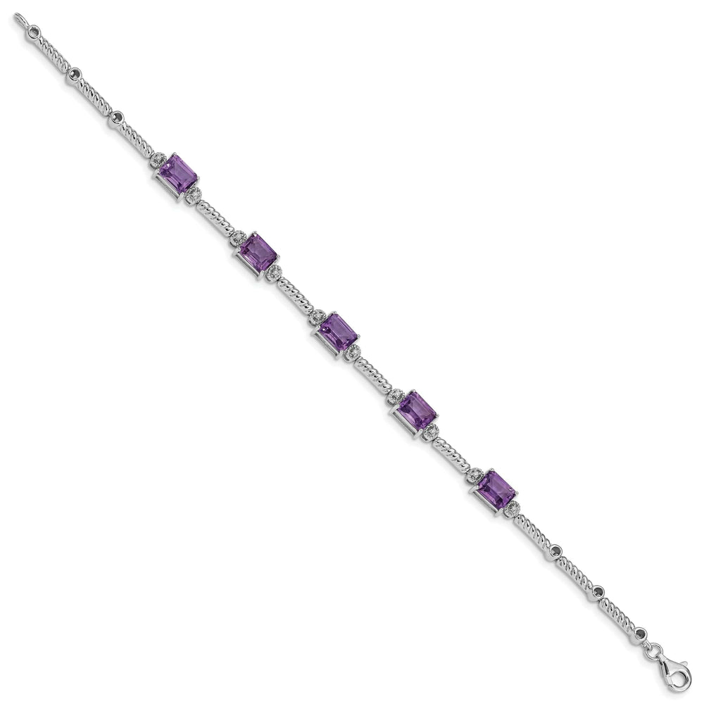 Lovely Rita's Bracelets Silver Genuine Amethyst Diamond Tennis Bracelet