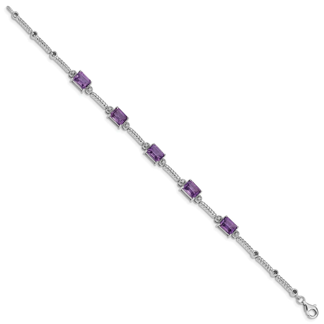 Lovely Rita's Bracelets Silver Genuine Amethyst Diamond Tennis Bracelet