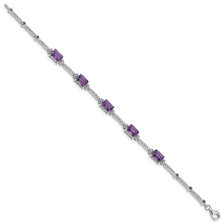 Lovely Rita's Bracelets Silver Genuine Amethyst Diamond Tennis Bracelet