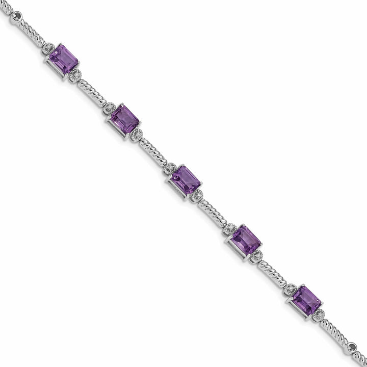 Lovely Rita's Bracelets Silver Genuine Amethyst Diamond Tennis Bracelet