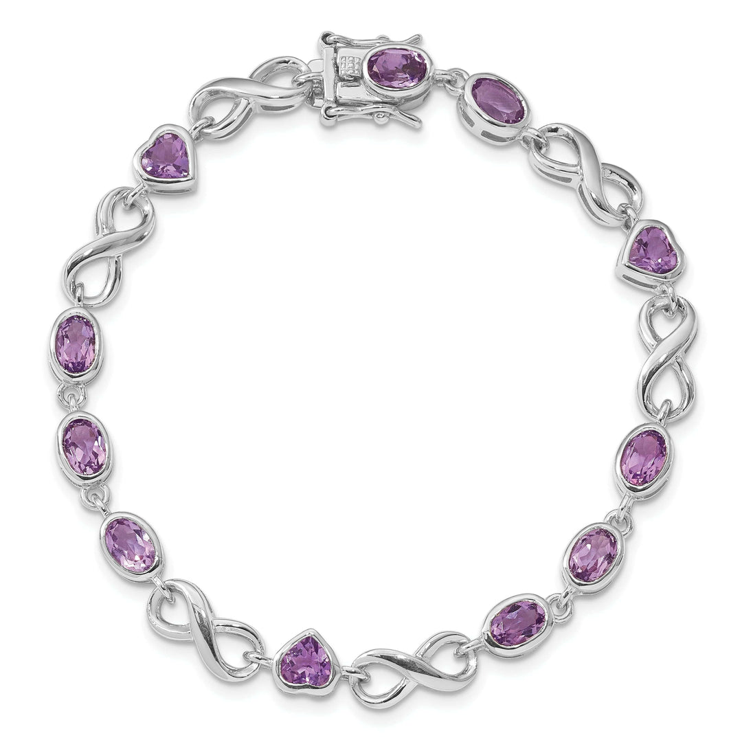 Lovely Rita's Bracelets Silver Genuine Amethyst Gemstone Heart Bracelet