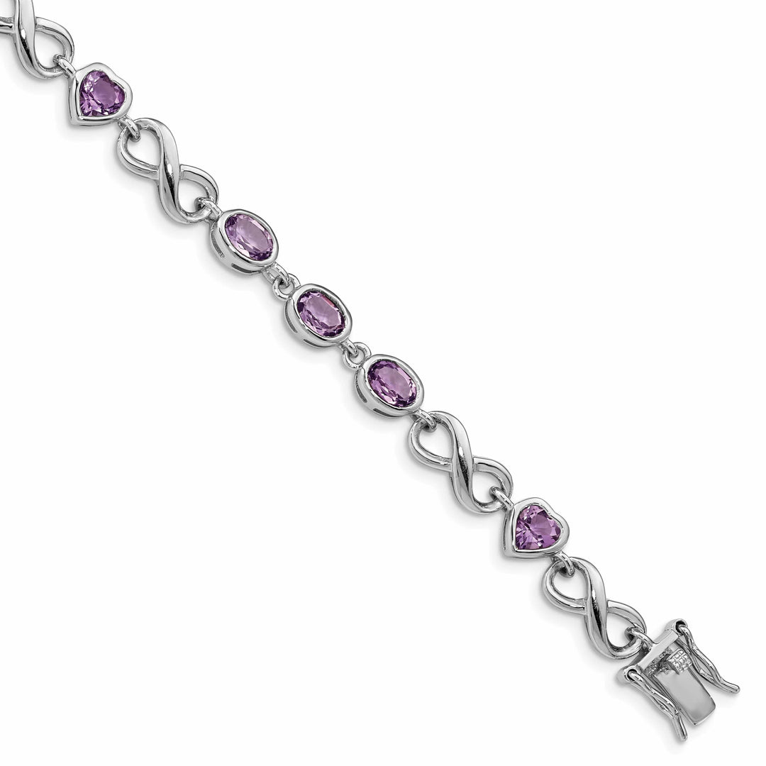 Lovely Rita's Bracelets Silver Genuine Amethyst Gemstone Heart Bracelet