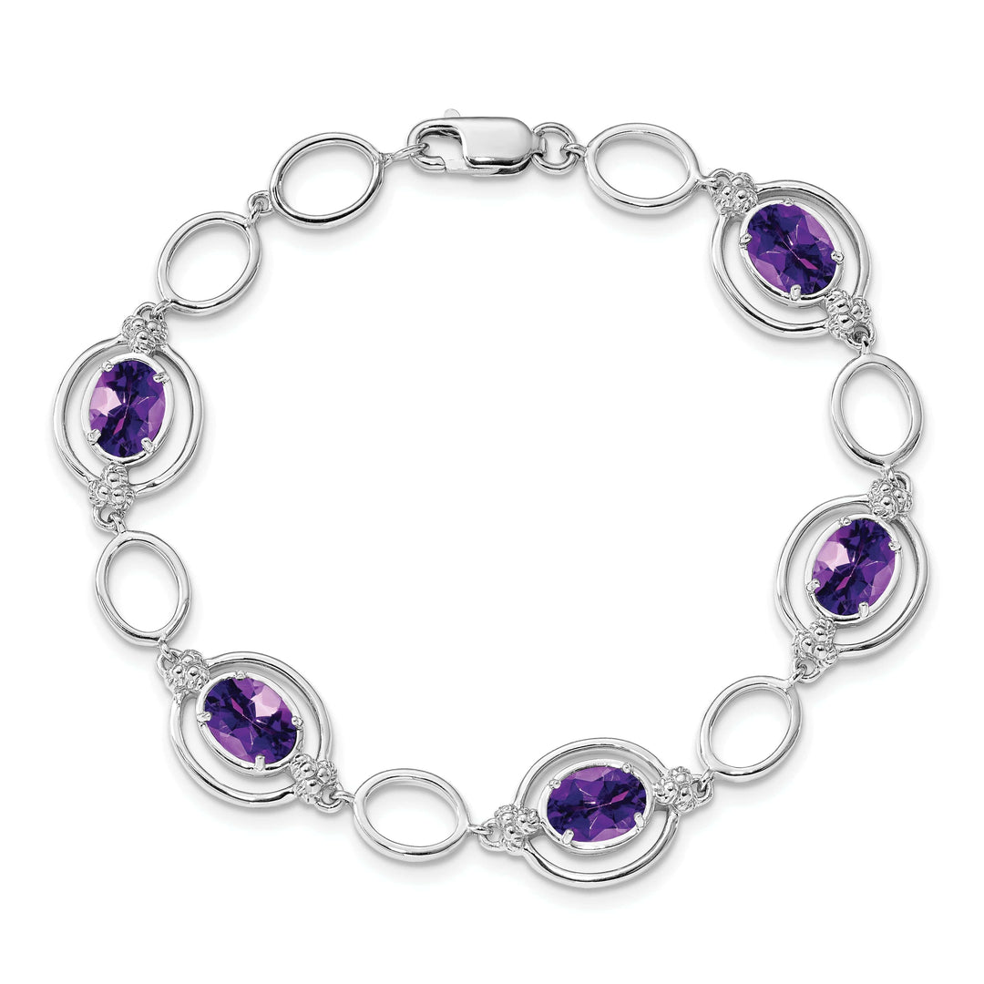 Lovely Rita's Bracelets Silver Genuine Amethyst Gemstone Link Bracelet