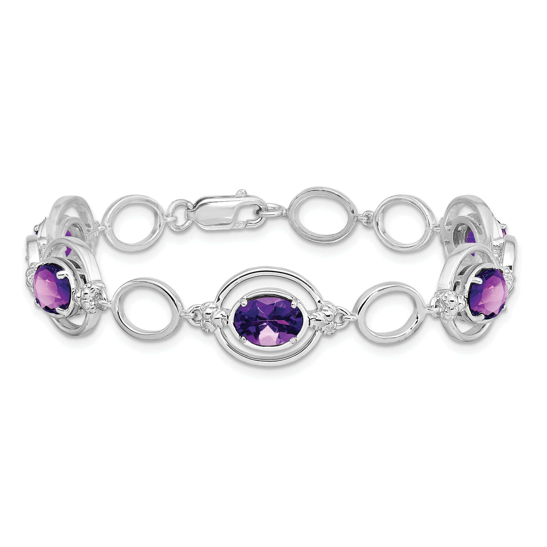 Lovely Rita's Bracelets Silver Genuine Amethyst Gemstone Link Bracelet