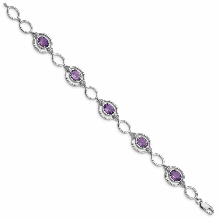 Lovely Rita's Bracelets Silver Genuine Amethyst Gemstone Link Bracelet