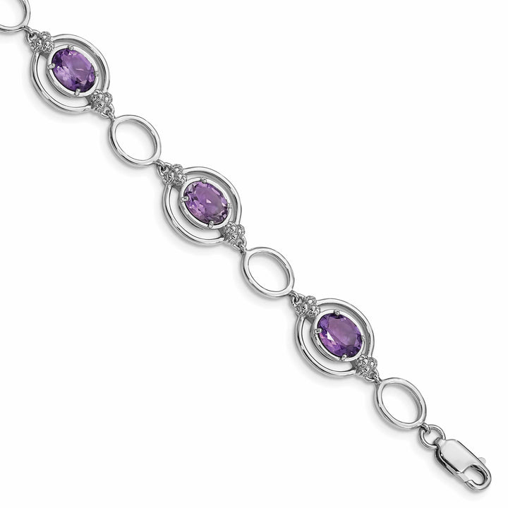 Lovely Rita's Bracelets Silver Genuine Amethyst Gemstone Link Bracelet
