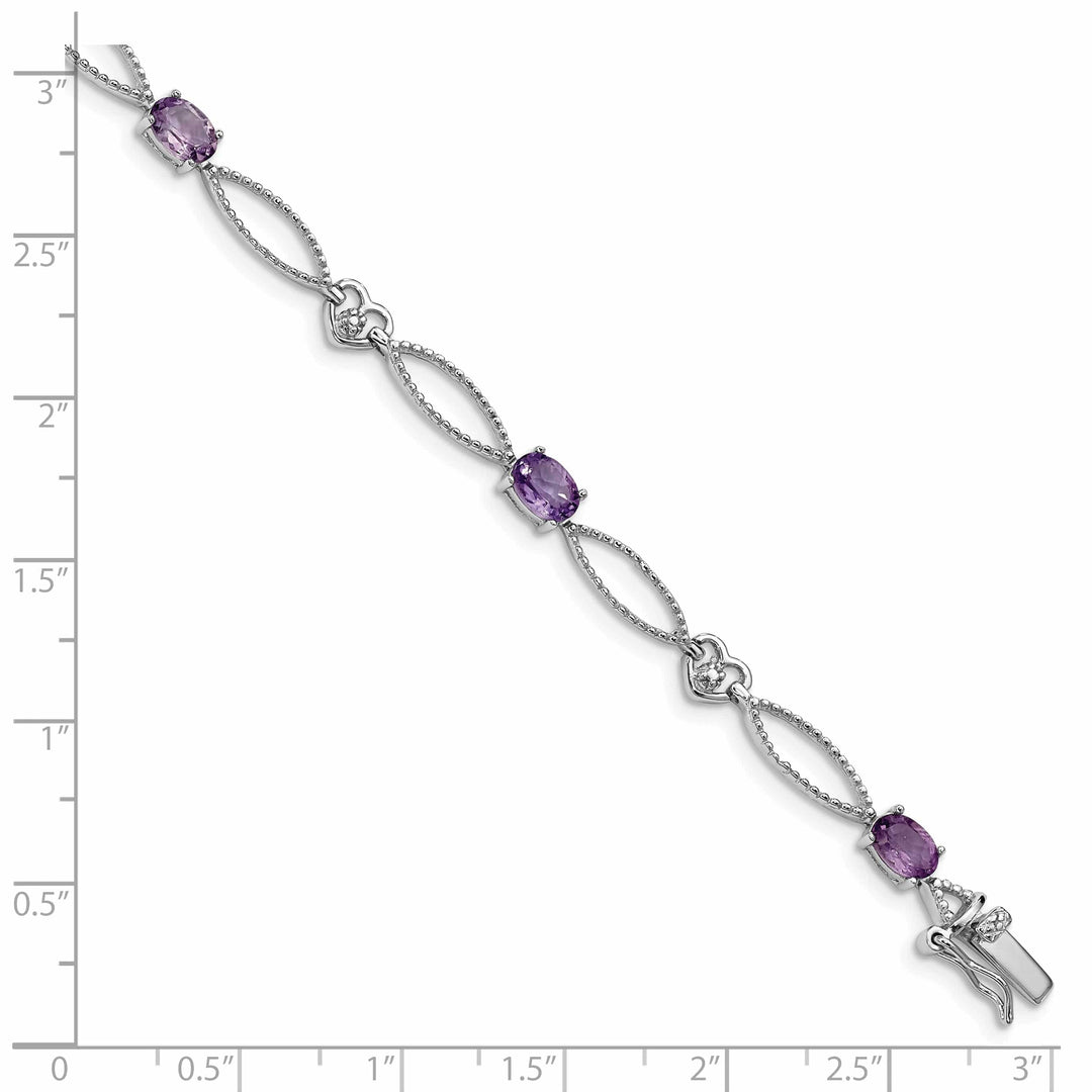 Lovely Rita's Bracelets Silver Genuine Amethyst Oval Diamond Bracelet