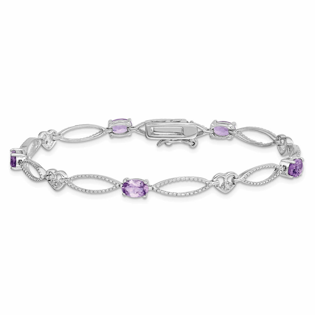Lovely Rita's Bracelets Silver Genuine Amethyst Oval Diamond Bracelet