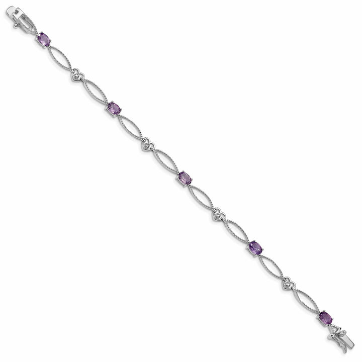 Lovely Rita's Bracelets Silver Genuine Amethyst Oval Diamond Bracelet
