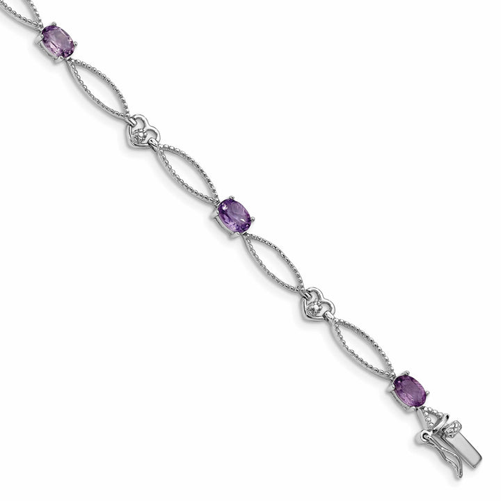 Lovely Rita's Bracelets Silver Genuine Amethyst Oval Diamond Bracelet