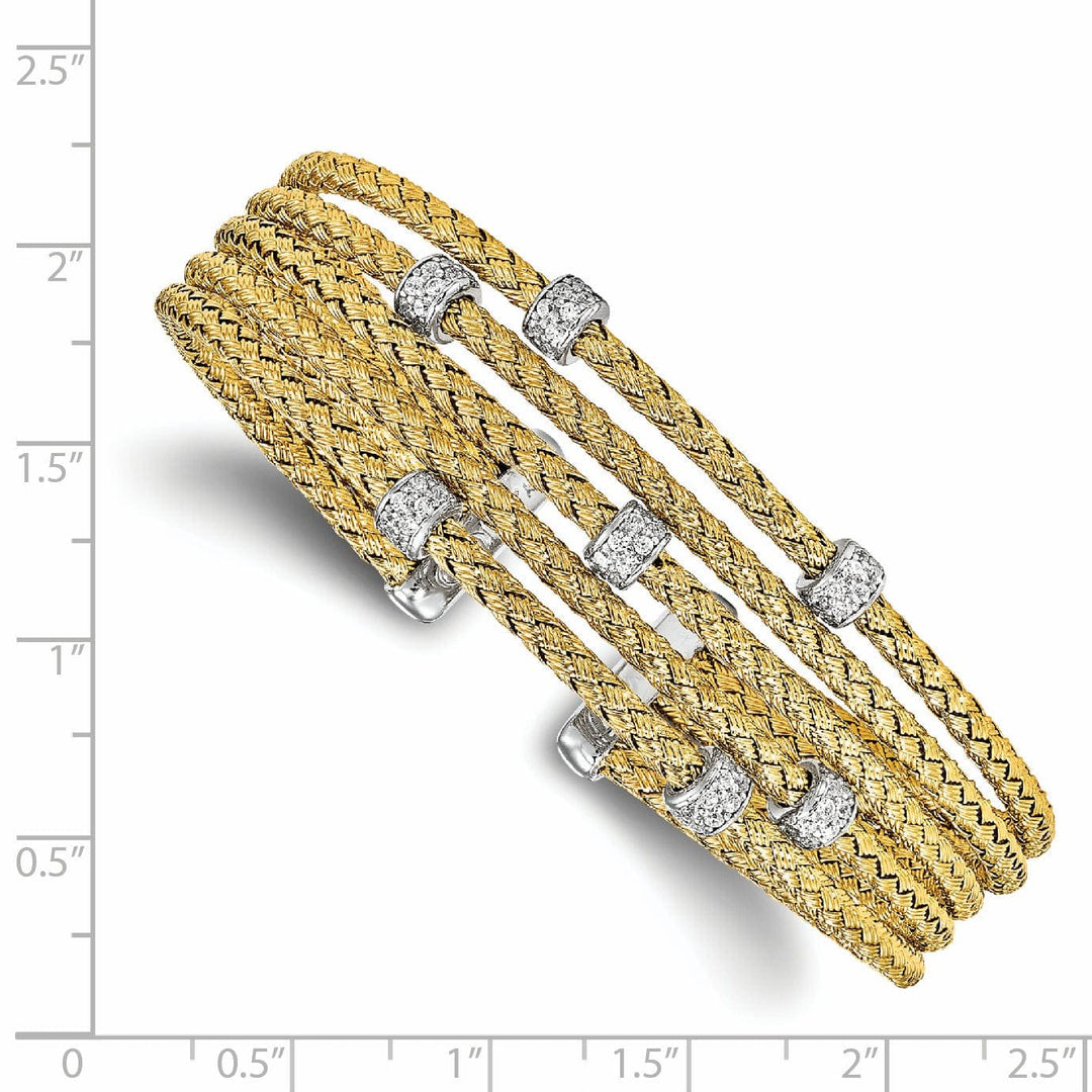 Lovely Rita's Bracelets Silver Gold-tone C.Z Woven Flexible Cuff