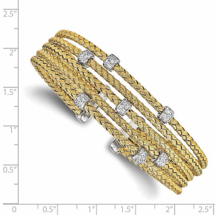 Lovely Rita's Bracelets Silver Gold-tone C.Z Woven Flexible Cuff