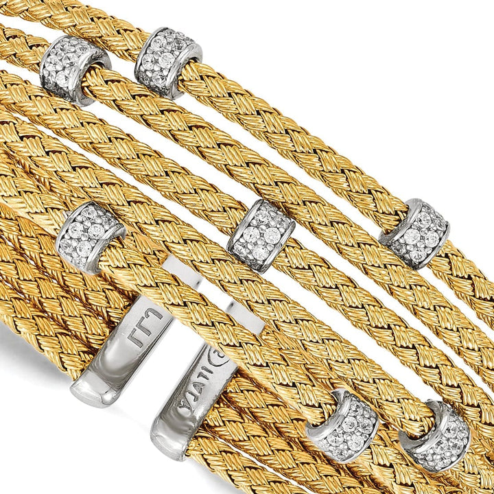 Lovely Rita's Bracelets Silver Gold-tone C.Z Woven Flexible Cuff