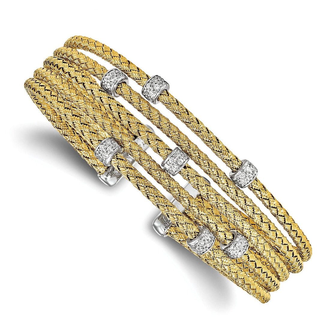 Lovely Rita's Bracelets Silver Gold-tone C.Z Woven Flexible Cuff