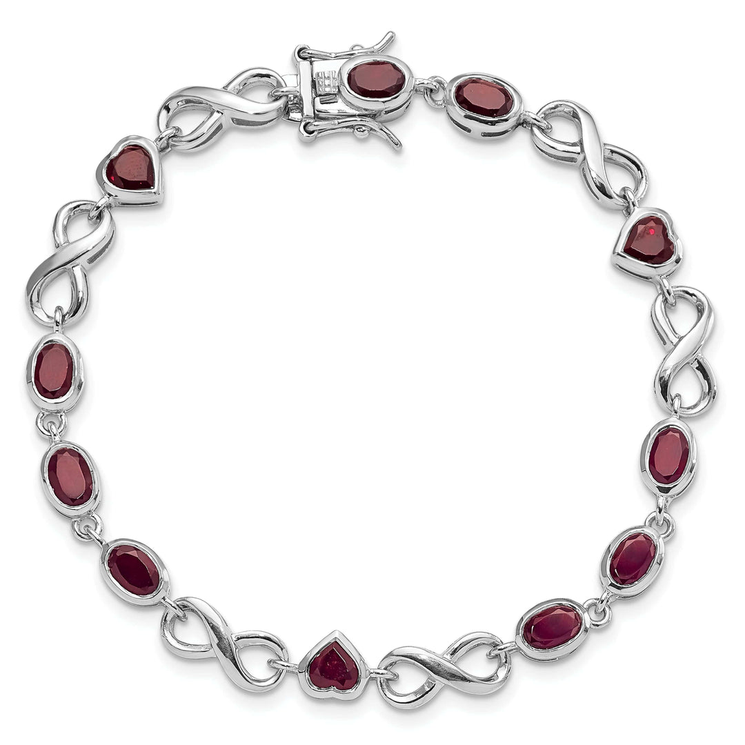 Lovely Rita's Bracelets Silver Heart Shape Garnet Gemstone Bracelet