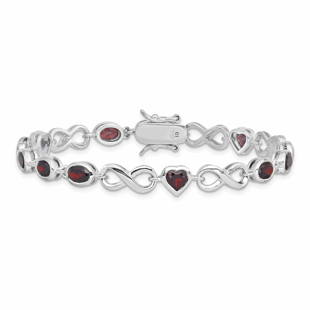 Lovely Rita's Bracelets Silver Heart Shape Garnet Gemstone Bracelet