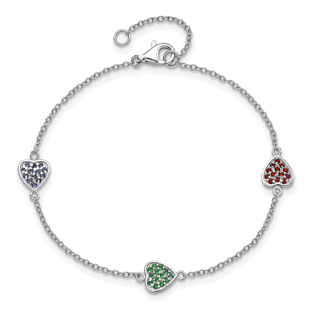 Lovely Rita's Bracelets Silver Hearts Red Green Blue Glass Bracelet