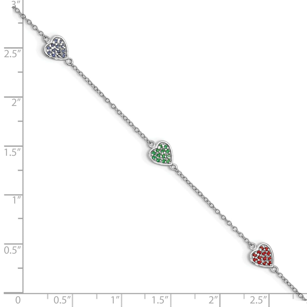 Lovely Rita's Bracelets Silver Hearts Red Green Blue Glass Bracelet