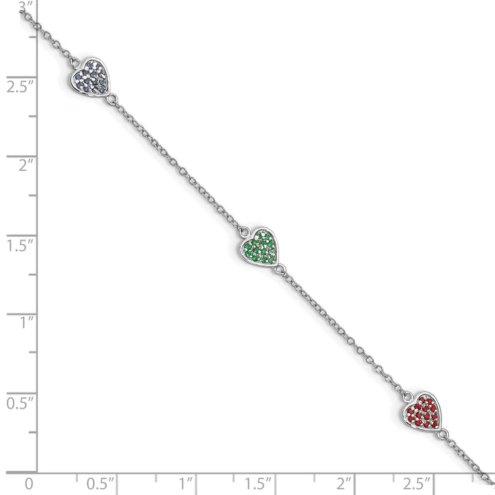 Lovely Rita's Bracelets Silver Hearts Red Green Blue Glass Bracelet