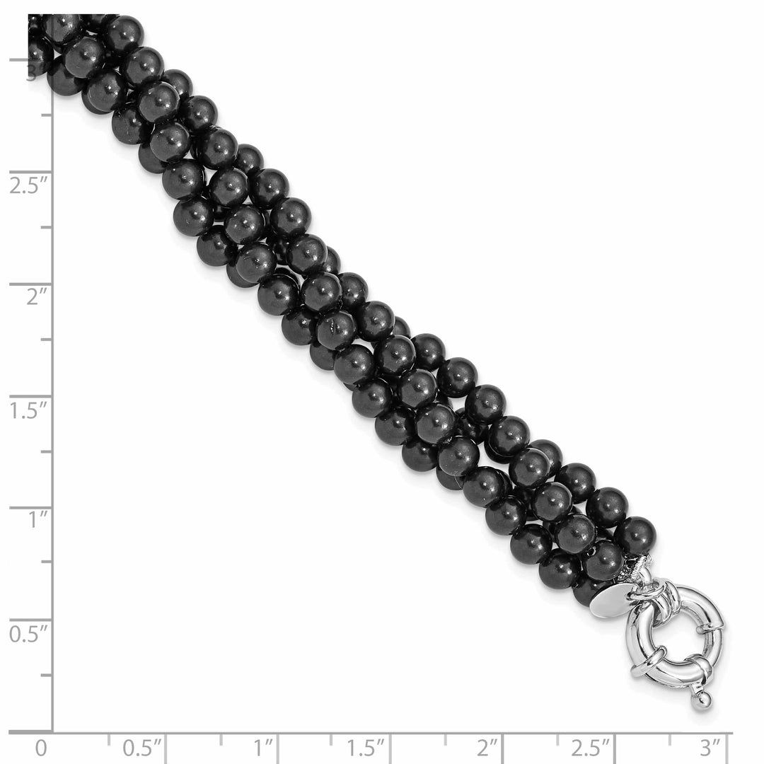 Majestik Shell Pearls Bracelets Silver Majestik Black Shell Pearl Bead Bracelet