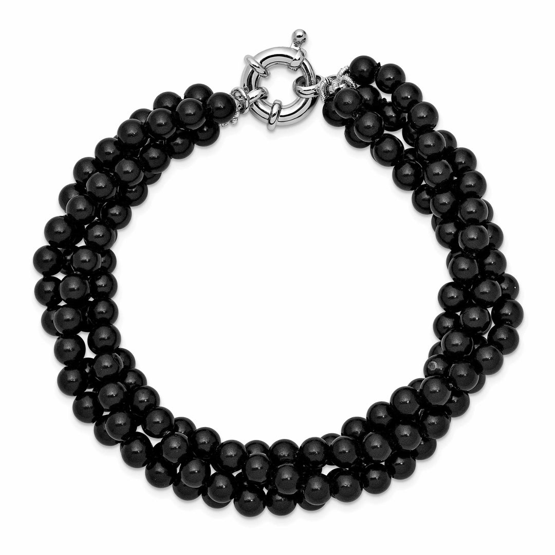 Majestik Shell Pearls Bracelets Silver Majestik Black Shell Pearl Bead Bracelet