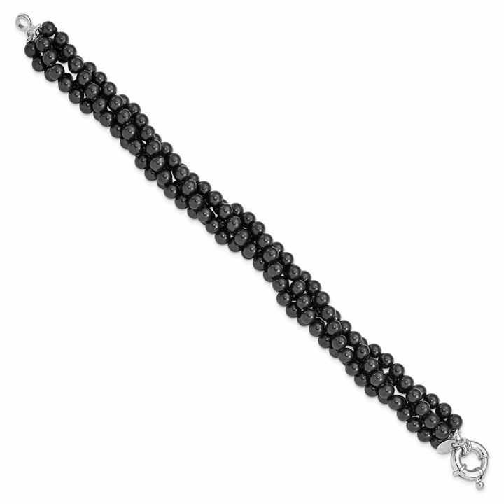 Majestik Shell Pearls Bracelets Silver Majestik Black Shell Pearl Bead Bracelet