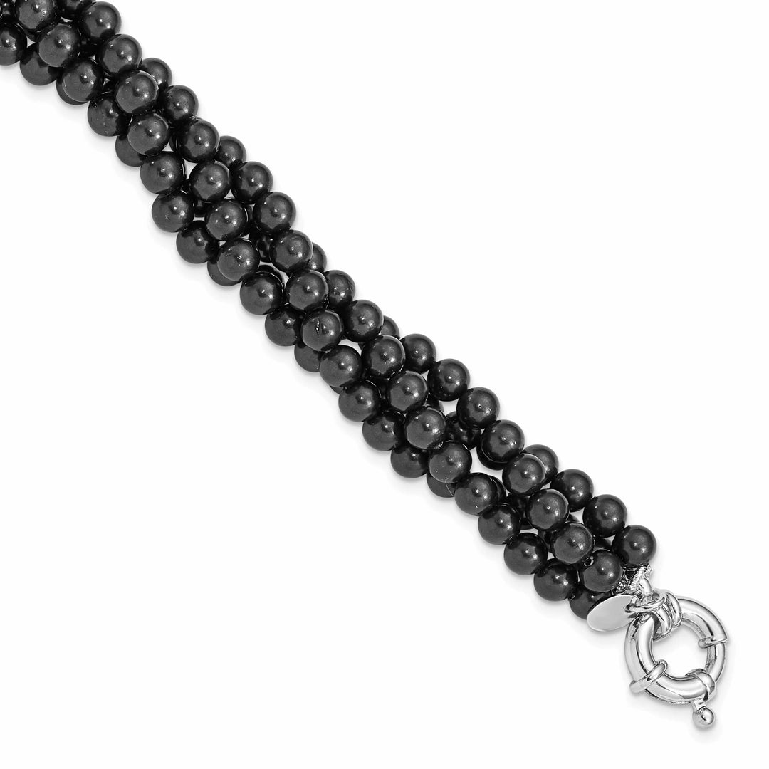 Majestik Shell Pearls Bracelets Silver Majestik Black Shell Pearl Bead Bracelet