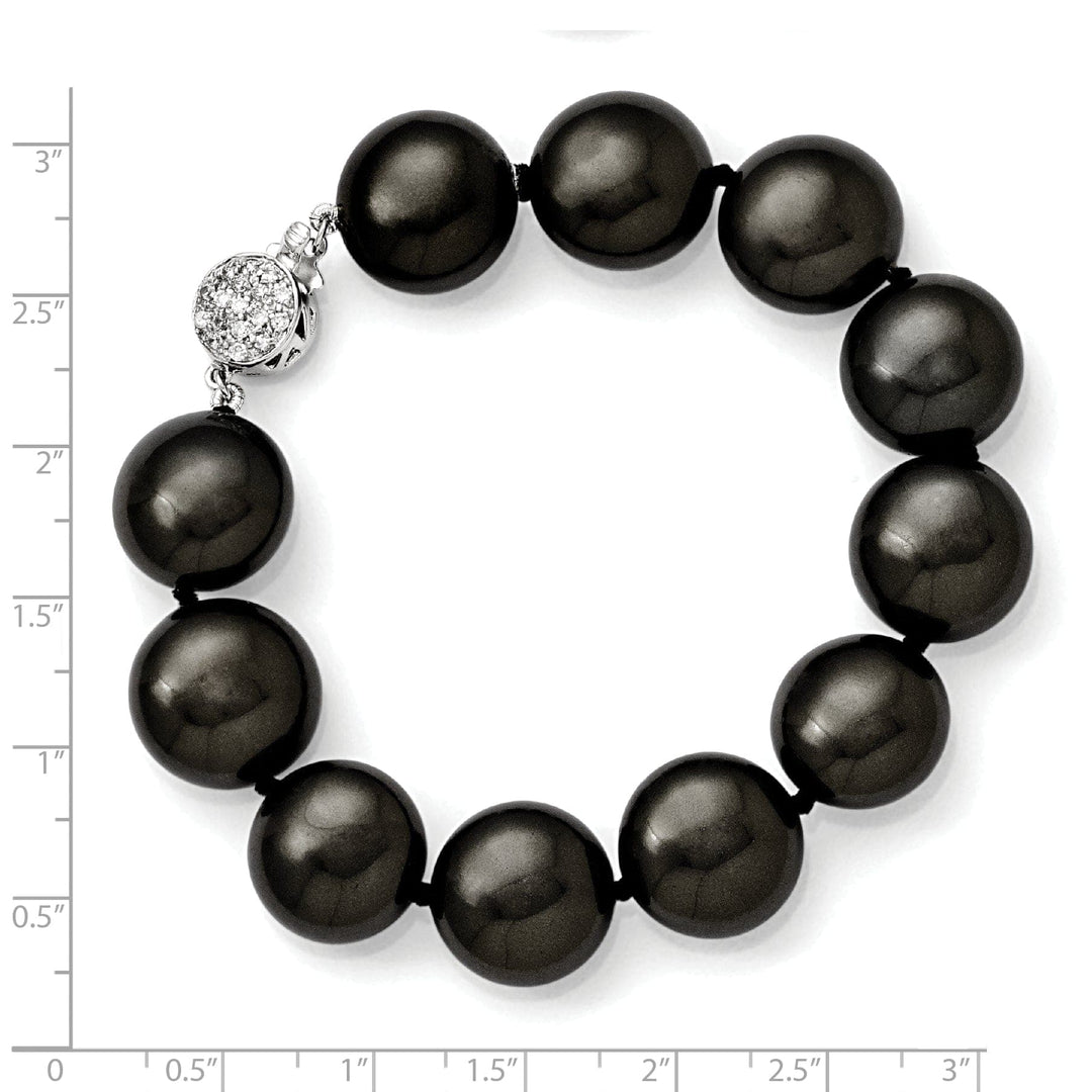 Majestik Shell Pearls Bracelets Silver Majestik Coin Black Shell Pearl Bracelet