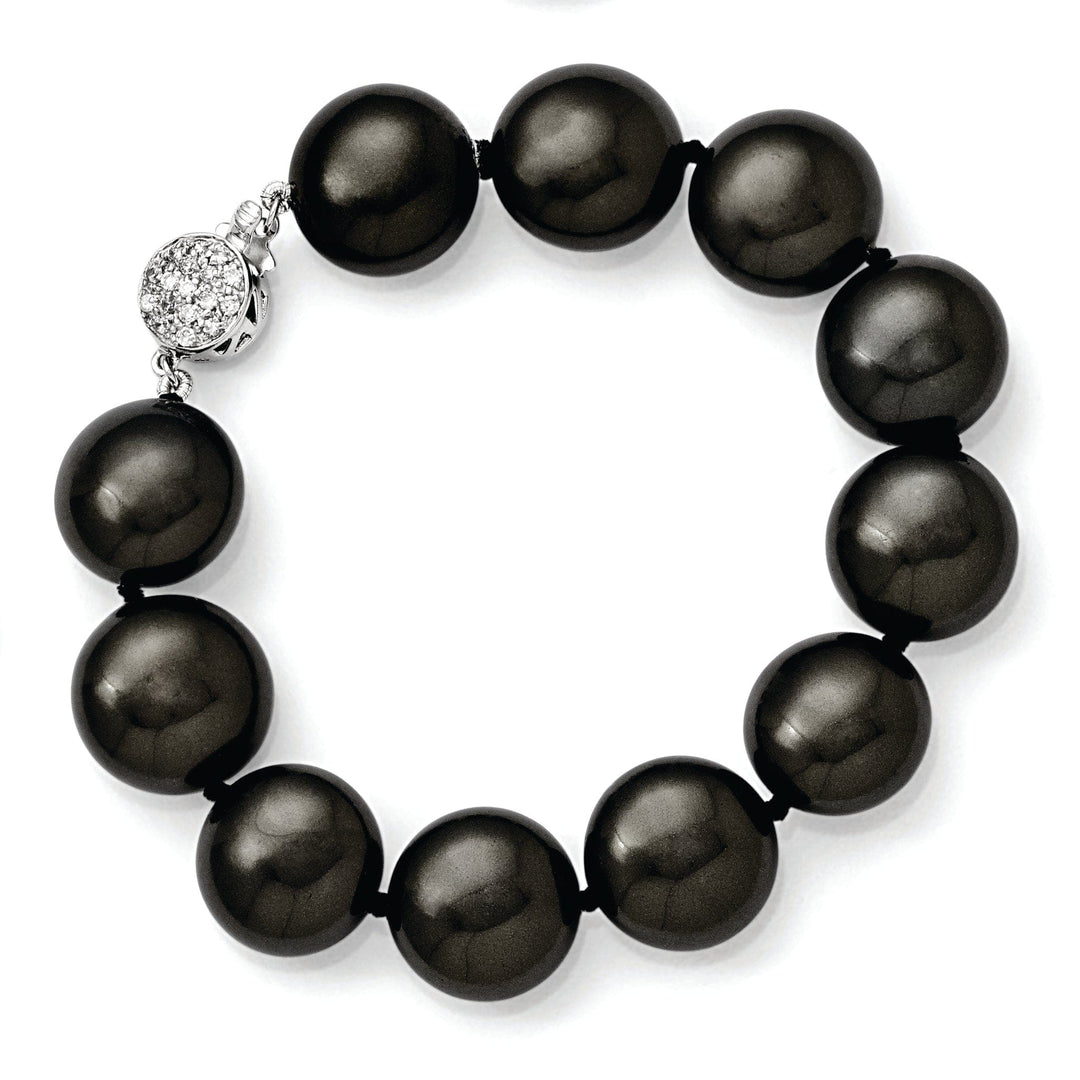 Majestik Shell Pearls Bracelets Silver Majestik Coin Black Shell Pearl Bracelet