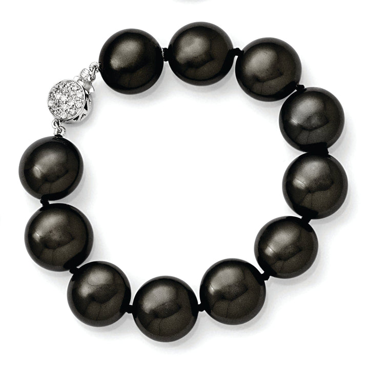 Majestik Shell Pearls Bracelets Silver Majestik Coin Black Shell Pearl Bracelet