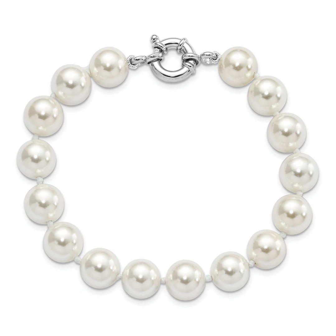 Majestik Shell Pearls Bracelets Silver Majestik White Shell Pearl Bead Bracelet
