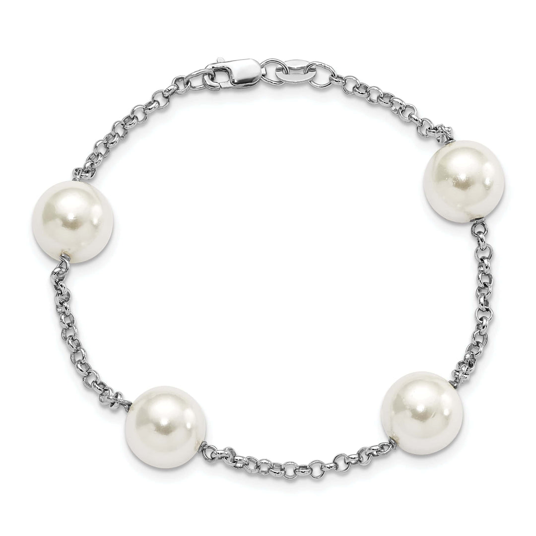 Majestik Shell Pearls Bracelets Silver Majestik White Shell Pearl Bead Bracelet