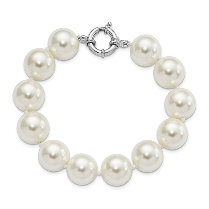 Majestik Shell Pearls Bracelets Silver Majestik White Shell Pearl Bead Bracelet