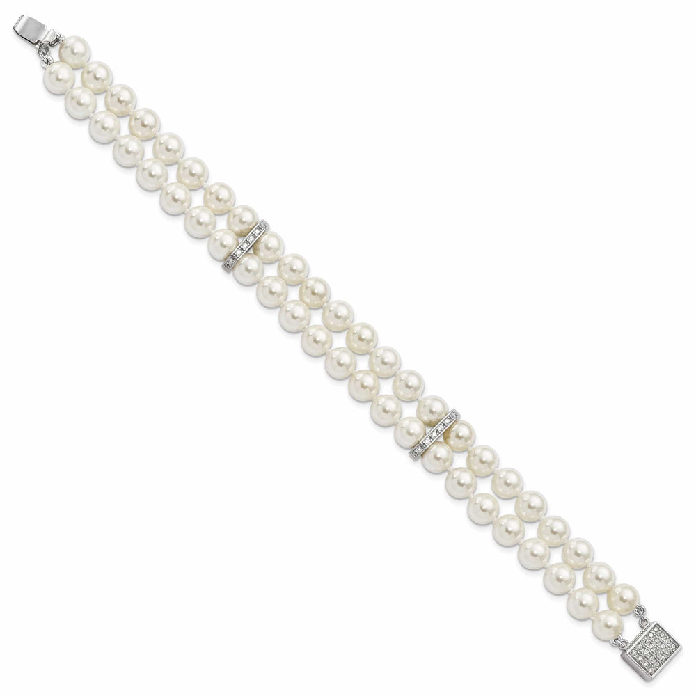 Majestik Shell Pearls Bracelets Silver Majestik White Shell Pearl Bead Bracelet