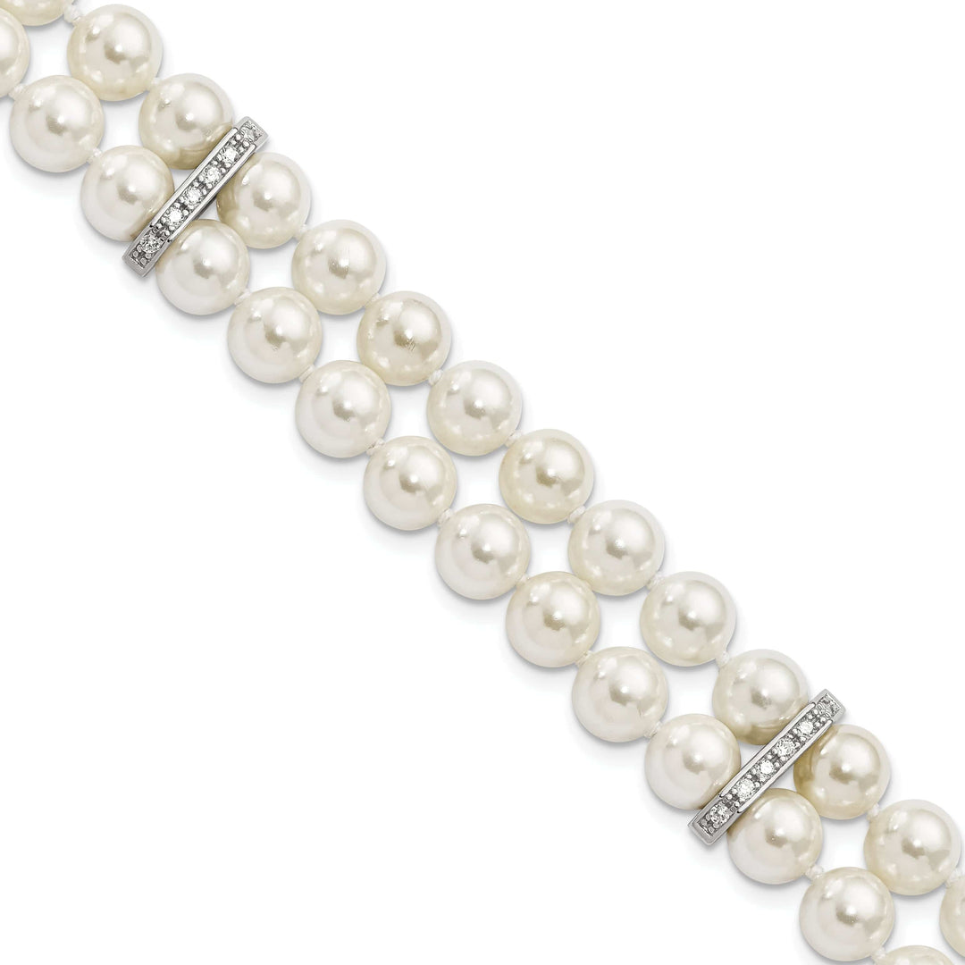 Majestik Shell Pearls Bracelets Silver Majestik White Shell Pearl Bead Bracelet