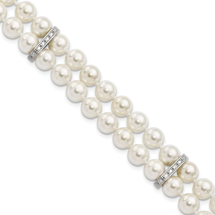 Majestik Shell Pearls Bracelets Silver Majestik White Shell Pearl Bead Bracelet