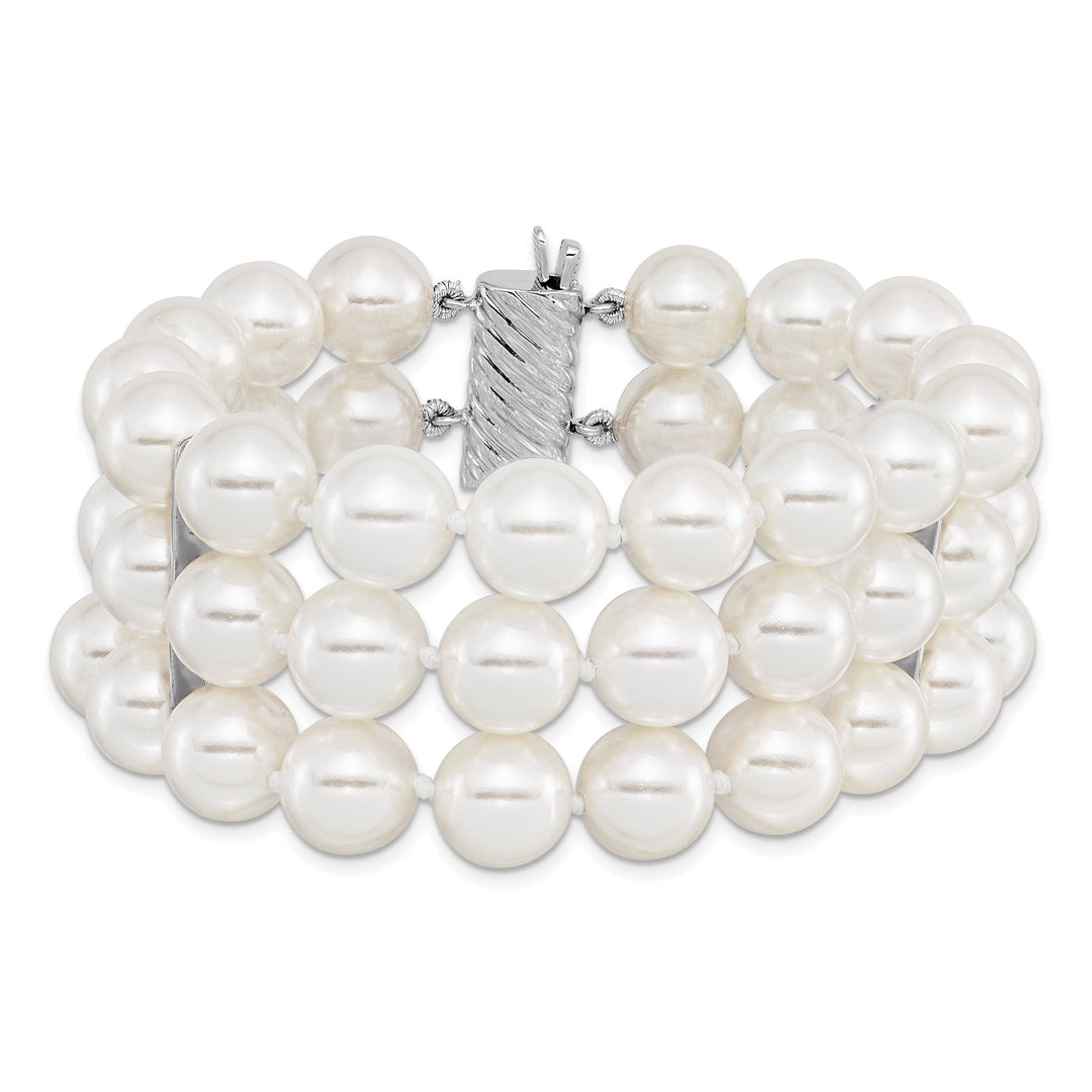 Majestik Shell Pearls Bracelets Silver Majestik White Shell Pearl Bead Bracelet
