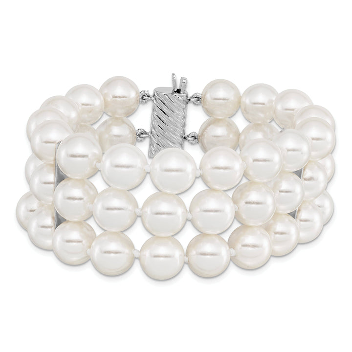 Majestik Shell Pearls Bracelets Silver Majestik White Shell Pearl Bead Bracelet