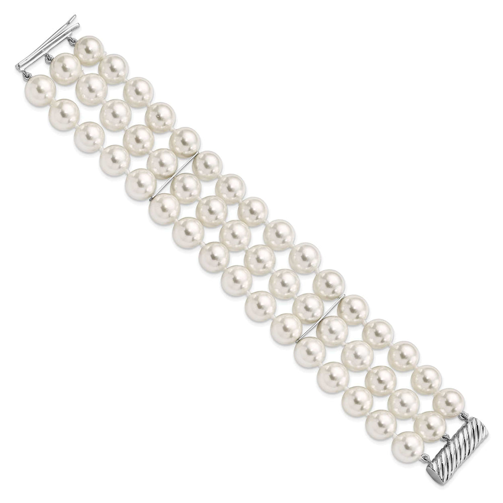 Majestik Shell Pearls Bracelets Silver Majestik White Shell Pearl Bead Bracelet