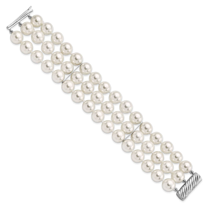 Majestik Shell Pearls Bracelets Silver Majestik White Shell Pearl Bead Bracelet
