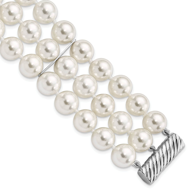 Majestik Shell Pearls Bracelets Silver Majestik White Shell Pearl Bead Bracelet