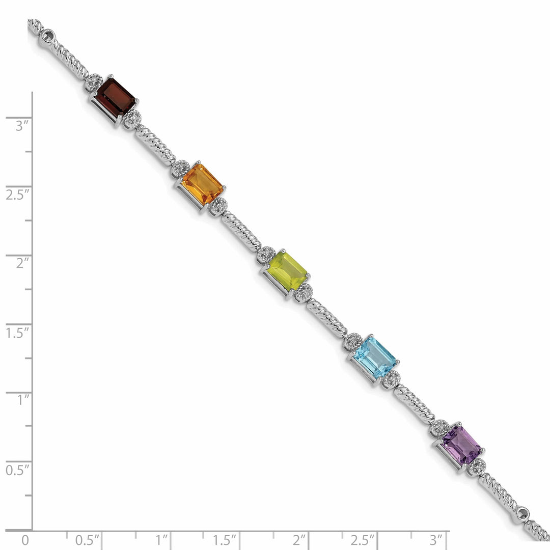 Lovely Rita's Bracelets Silver Multi Gemstone Diamond Tennis Bracelet