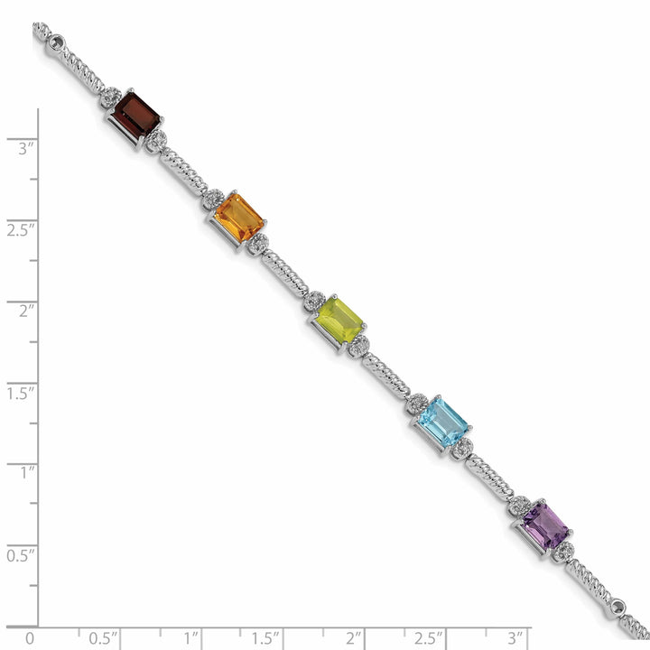 Lovely Rita's Bracelets Silver Multi Gemstone Diamond Tennis Bracelet